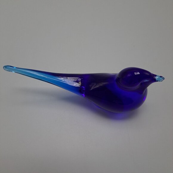 Hand Blown Blue Glass Bird Sculpture Decorative Art Piece Collectible Home Decor - Picture 2 of 12